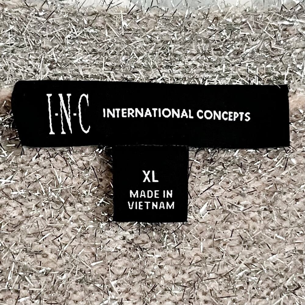 Sparkle Eyelash Cardigan INC International Concepts Metallic Silver, Size XL - Picture 7 of 8